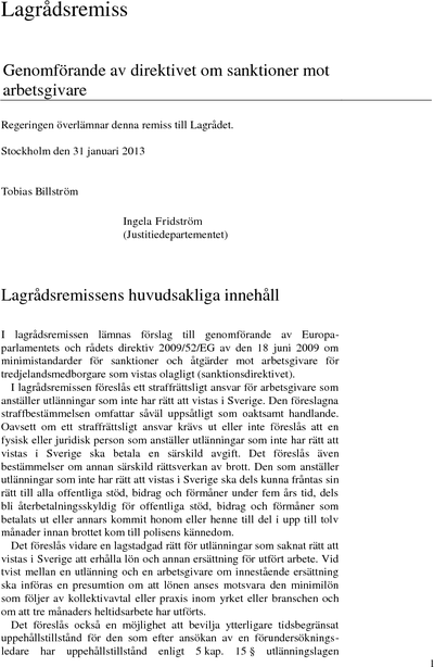 Omslaget till lagrådsremiss